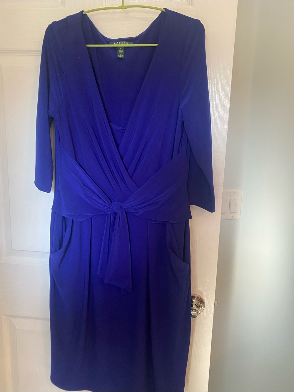 Lauren Ralph Lauren Cobalt Blue Wrap-Front Midi Dress
